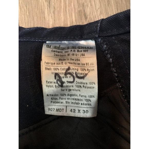 Carhartt Vintage Union Made Bib Overalls |Quilted |Adjustable Straps  42x30 MDT - Picture 3 of 11